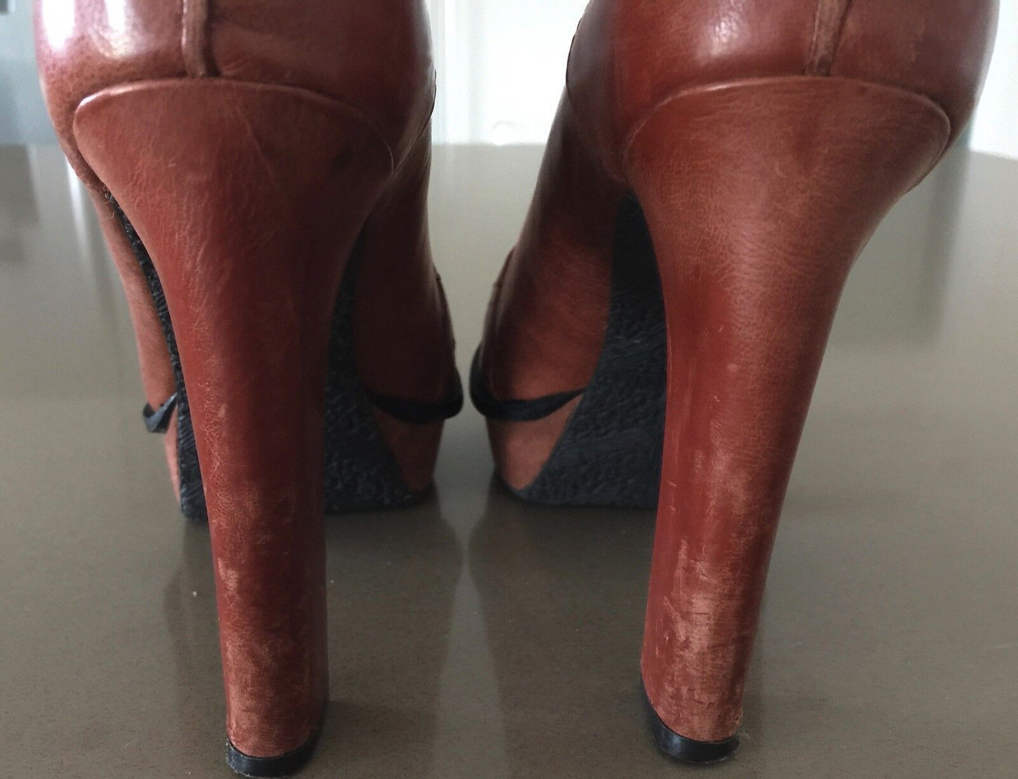 NINE WEST "Unmixed" Shoes Tan & Mustard Leather Loafer Style Pumps Size 5.5 NEW