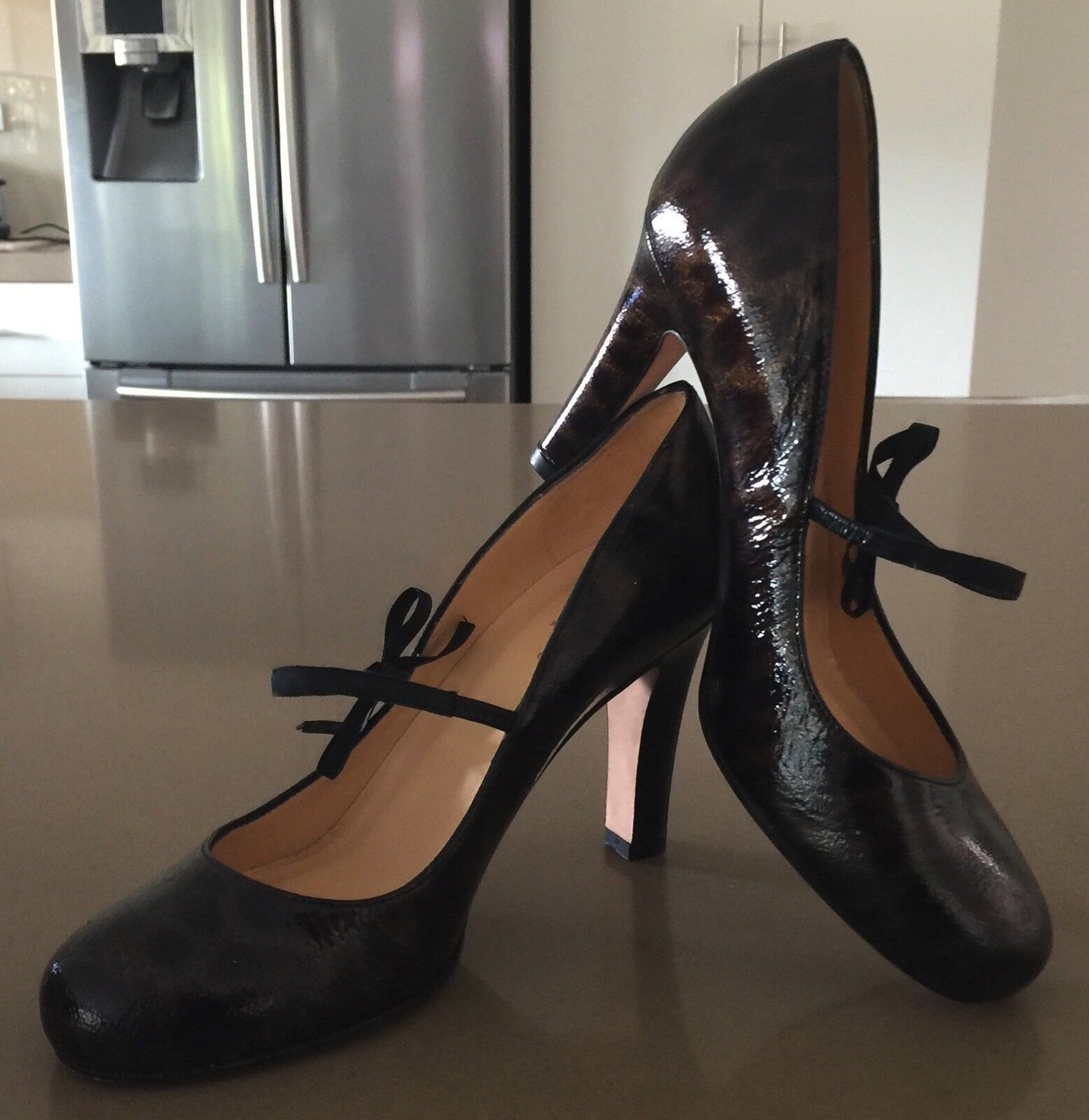 KATE SPADE NEW YORK "Lively" Dark Brown & Black Patent Leather Pumps Shoe Size7B