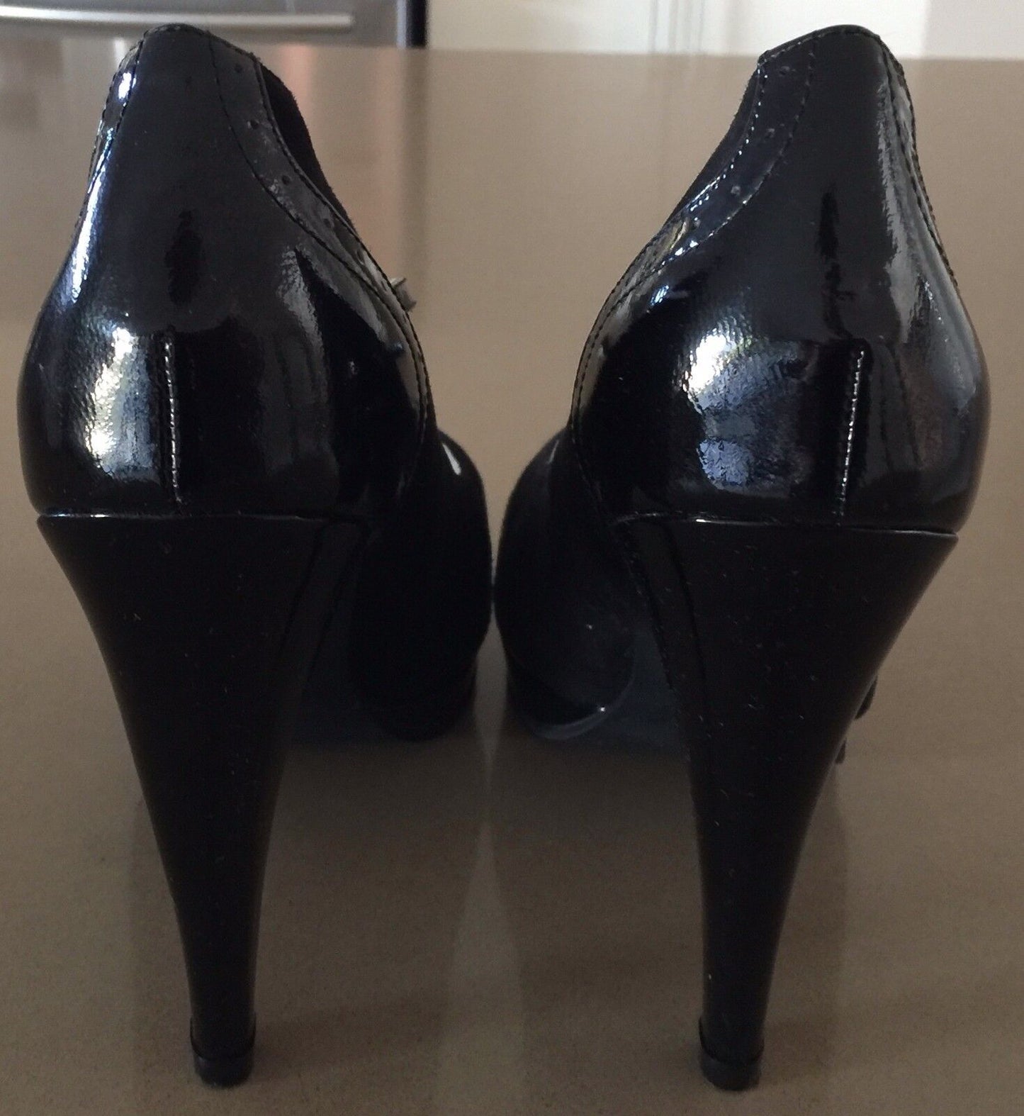 SHOES OF PREY Shoes Leather Mary Jane Brogue Pumps Black Suede Patent 39.5 NEW