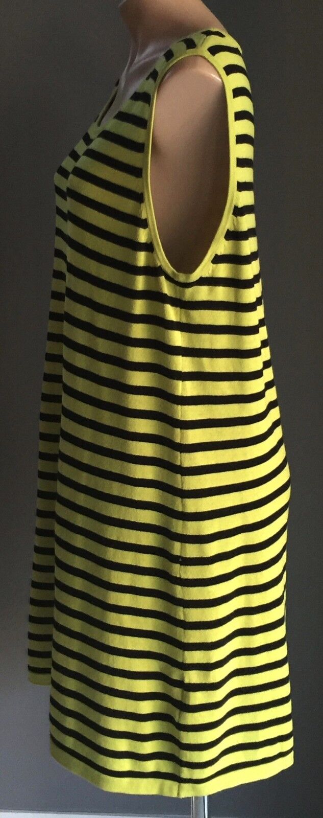 RJ WEAR Tunic Dress Top Lime Green & Black Stripe Knit Plus Size XL 16 18 NEW