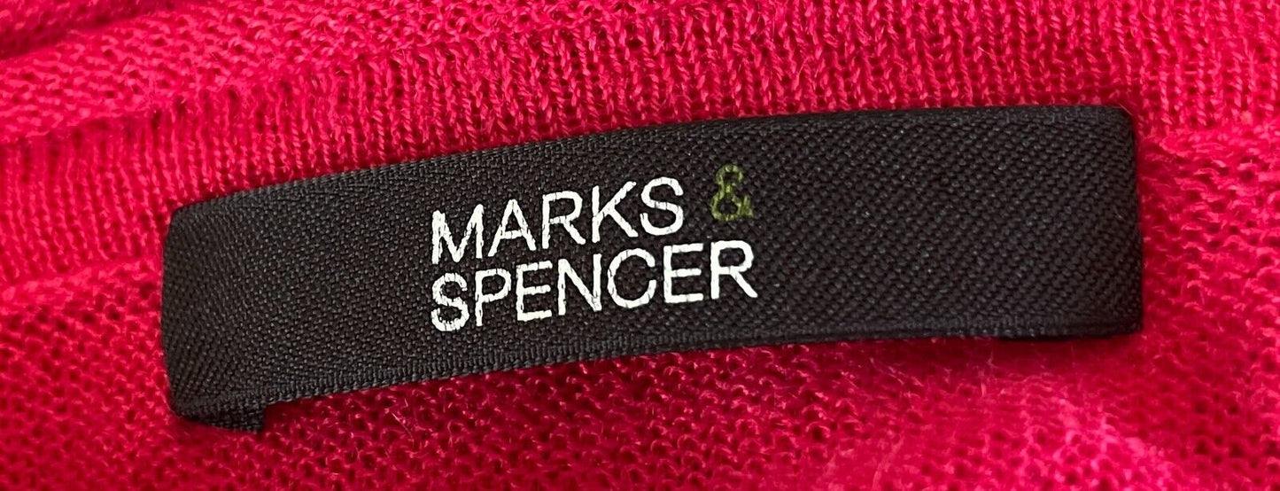 MARKS & SPENCER Dress Crimson Red Short Dip Hem Fine Knit Sz 12 Knee Length NEW