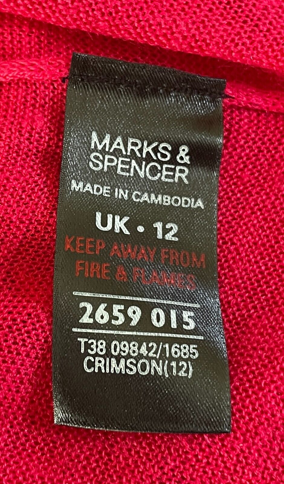 MARKS & SPENCER Dress Crimson Red Short Dip Hem Fine Knit Sz 12 Knee Length NEW