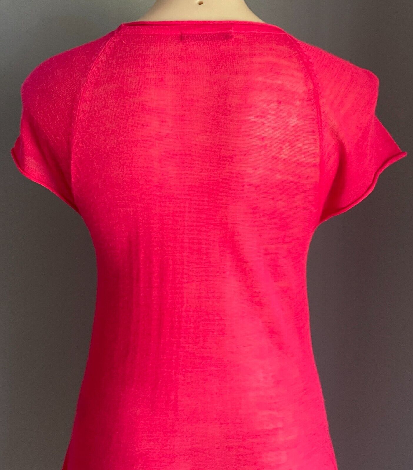 MARKS & SPENCER Dress Crimson Red Short Dip Hem Fine Knit Sz 12 Knee Length NEW