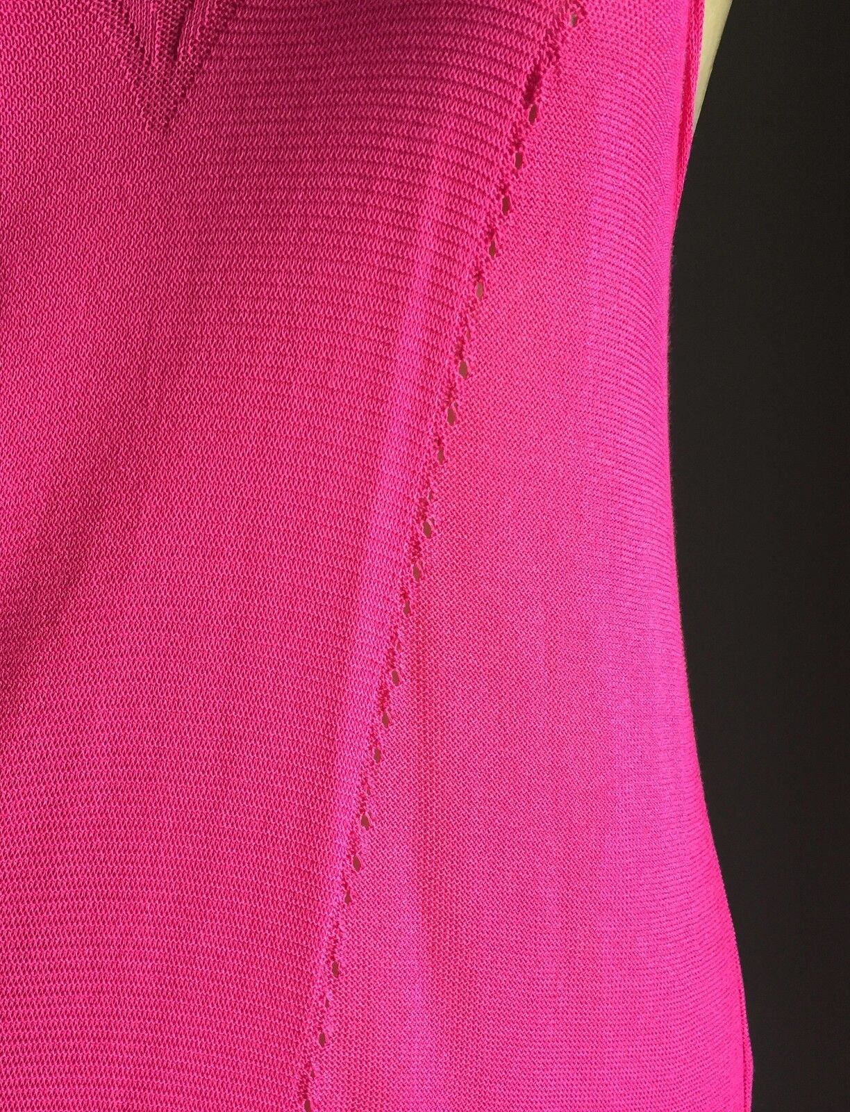 JENDI Hot Pink Dress Sleeveless Fine Knit Dip Hem Frock Size M 12 NEW