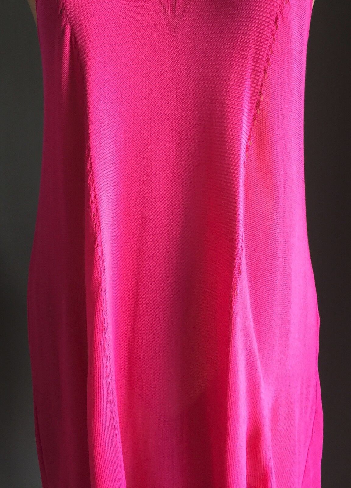 JENDI Hot Pink Dress Sleeveless Fine Knit Dip Hem Frock Size M 12 NEW