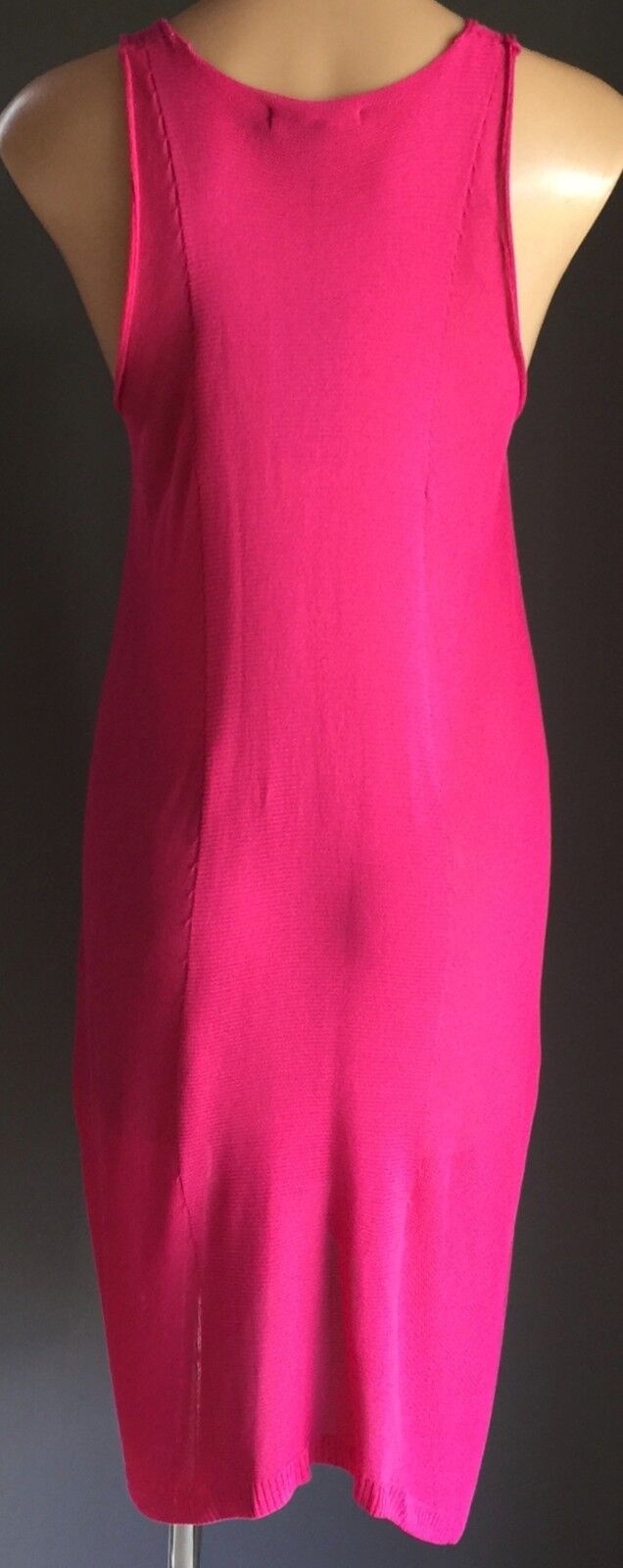 JENDI Hot Pink Dress Sleeveless Fine Knit Dip Hem Frock Size M 12 NEW