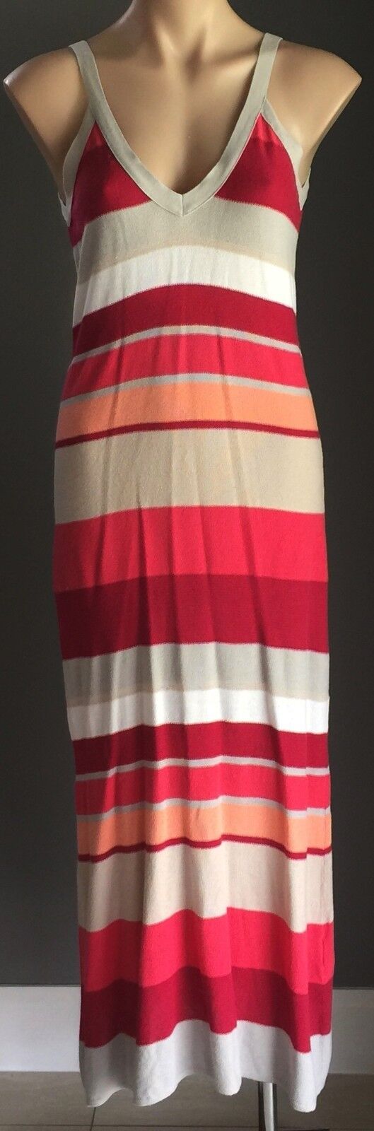 WITCHERY Maxi Dress Sleeveless Knit Size 14 12 Hippy Chic Colourful Stripe  Boho