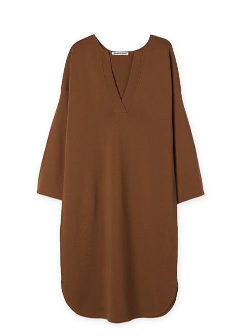 COUNTRY ROAD Dress Shift Half Placket Brown Stretch Knit Bracelet Sleeve Sz S 10