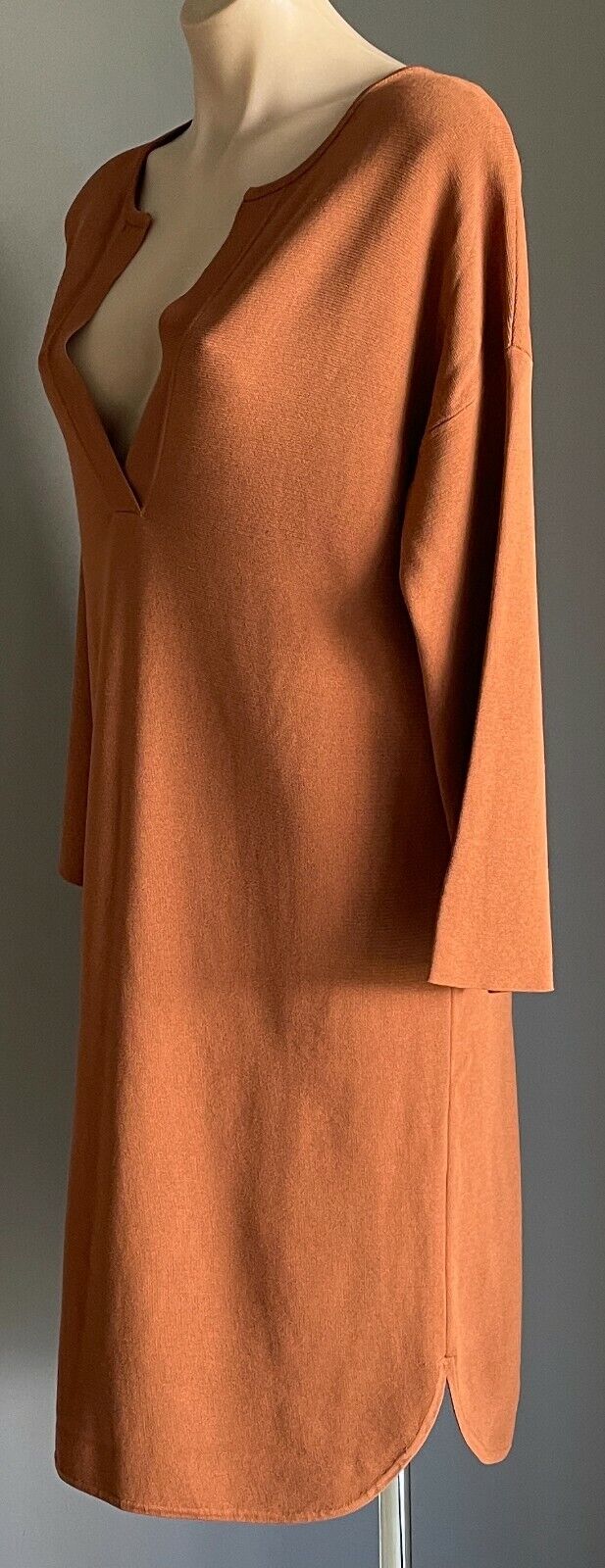 COUNTRY ROAD Dress Shift Half Placket Brown Stretch Knit Bracelet Sleeve Sz S 10