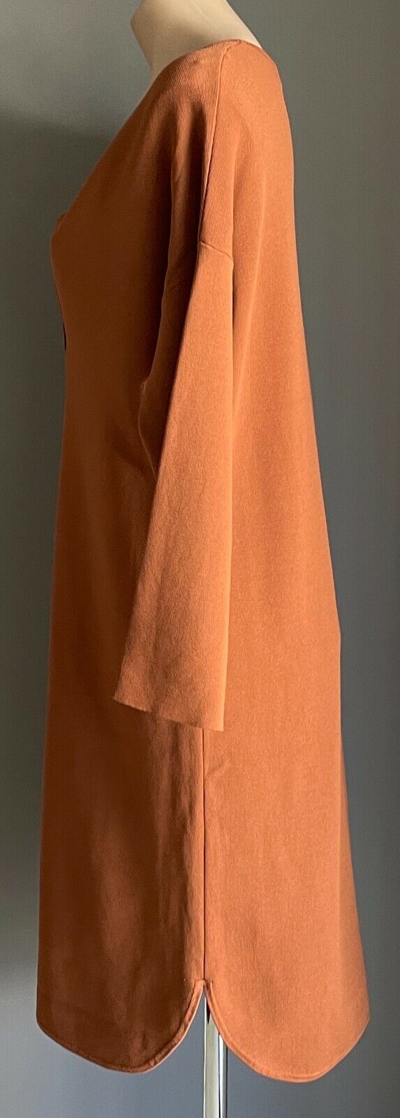 COUNTRY ROAD Dress Shift Half Placket Brown Stretch Knit Bracelet Sleeve Sz S 10