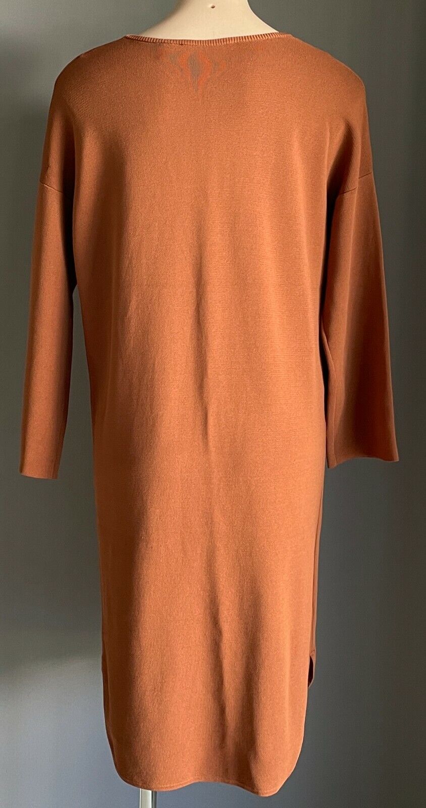 COUNTRY ROAD Dress Shift Half Placket Brown Stretch Knit Bracelet Sleeve Sz S 10