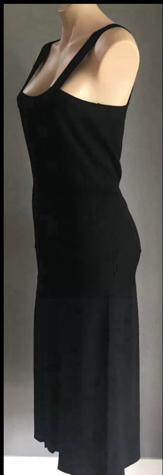 JIGSAW Midi Dress Black Stretch Knit Sleeveless Pleated Size US 3 AU 10