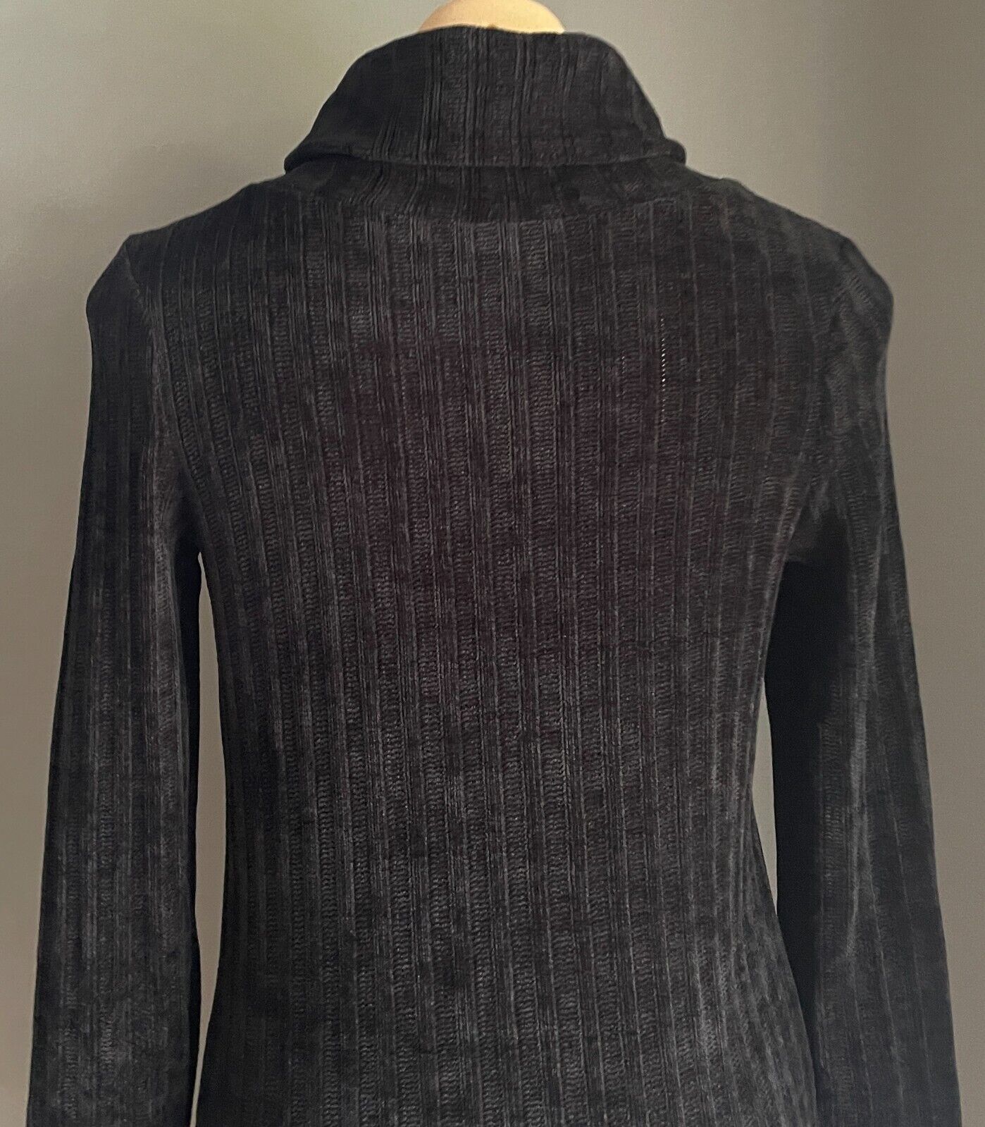 BLACK Stretch Knit Pencil Dress Roll Neck Long Sleeve Lace Hem Insert Sz 10 NEW
