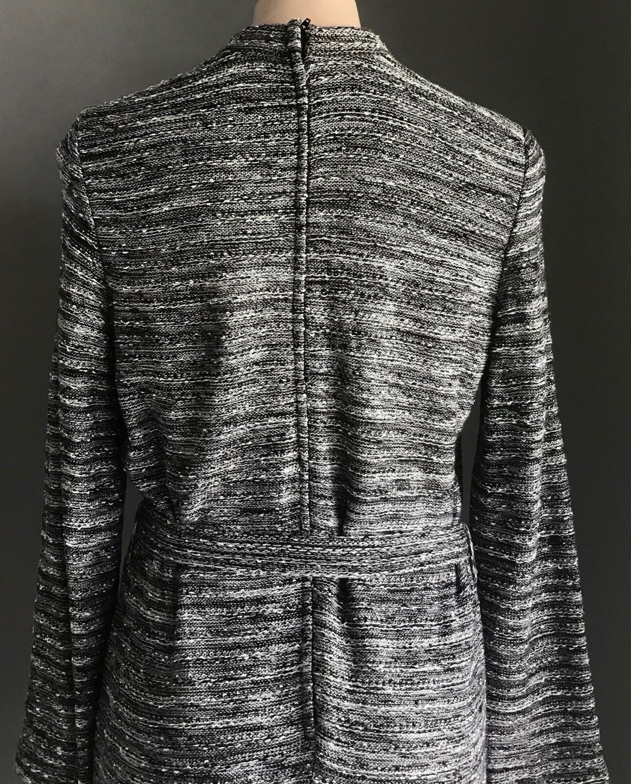 VERONA KNITS by LEON CUTLER Knit Dress Grey Black White Long Sleeve Size 12