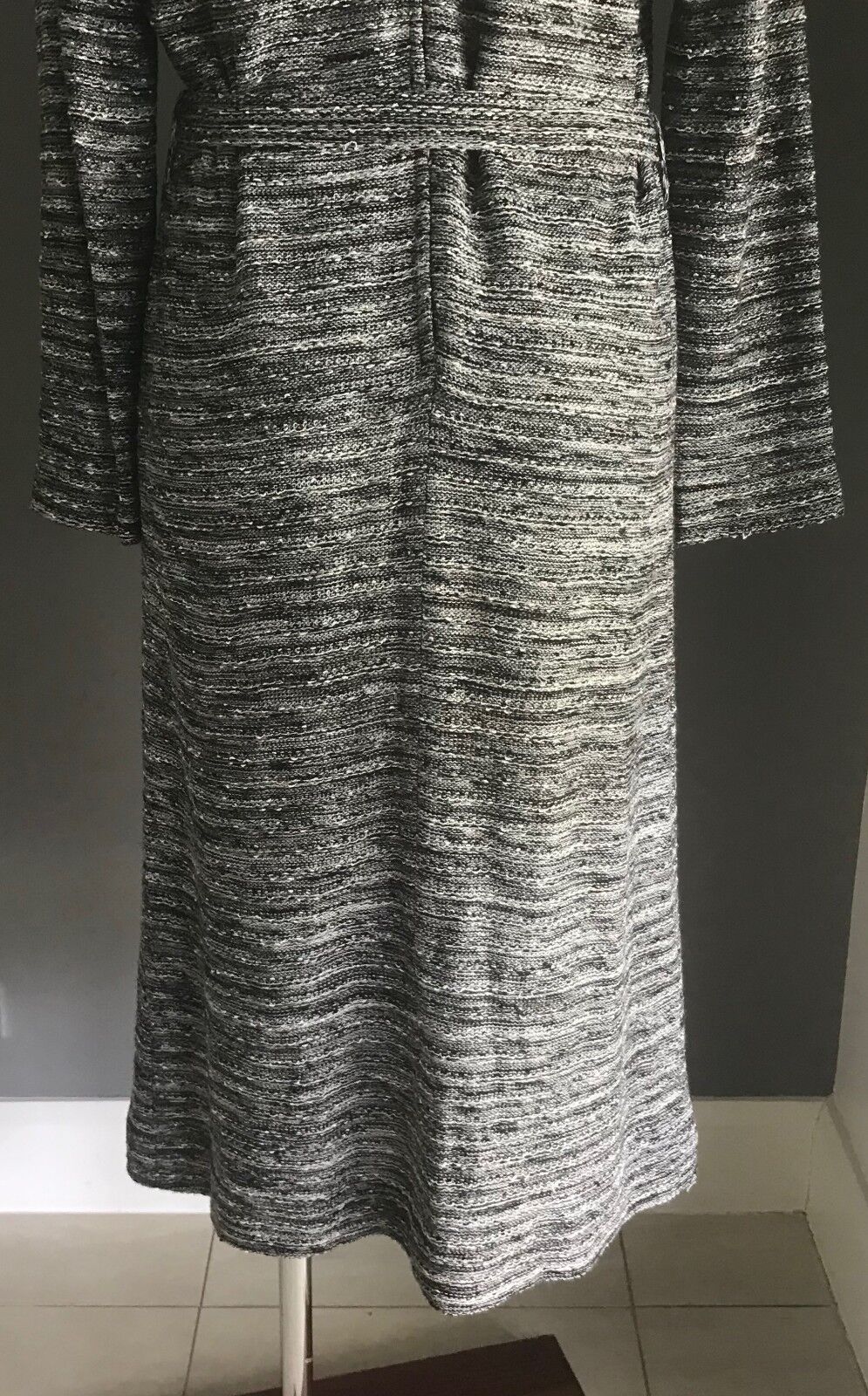 VERONA KNITS by LEON CUTLER Knit Dress Grey Black White Long Sleeve Size 12