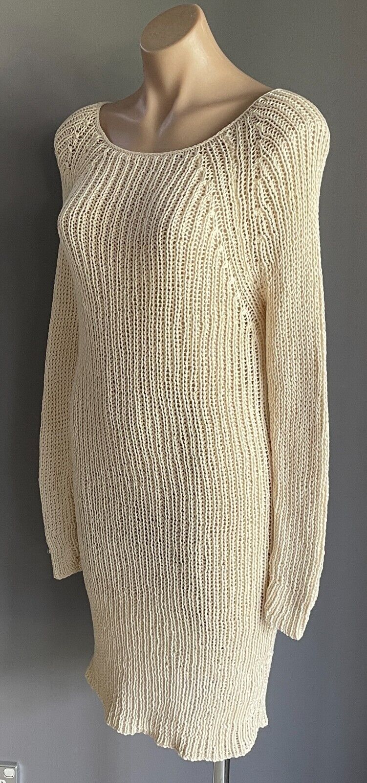 DANIELLE CHIEL Knit Dress Cream Hand  Long Sleeves Size 10 12 Luxury Brand Rare