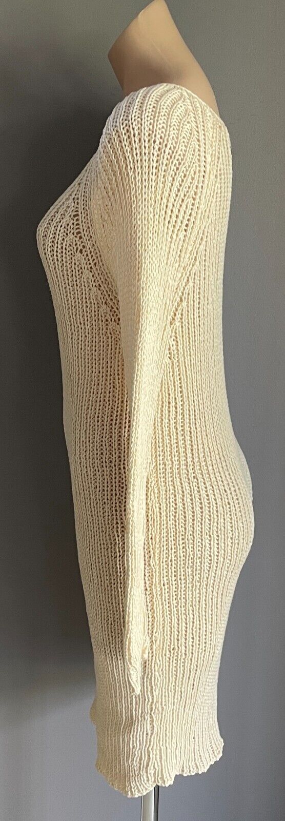 DANIELLE CHIEL Knit Dress Cream Hand  Long Sleeves Size 10 12 Luxury Brand Rare