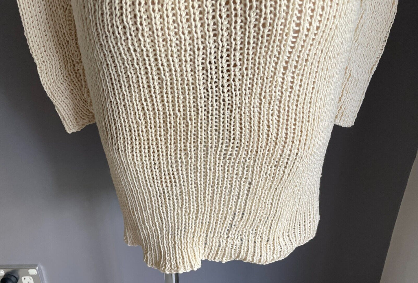 DANIELLE CHIEL Knit Dress Cream Hand  Long Sleeves Size 10 12 Luxury Brand Rare