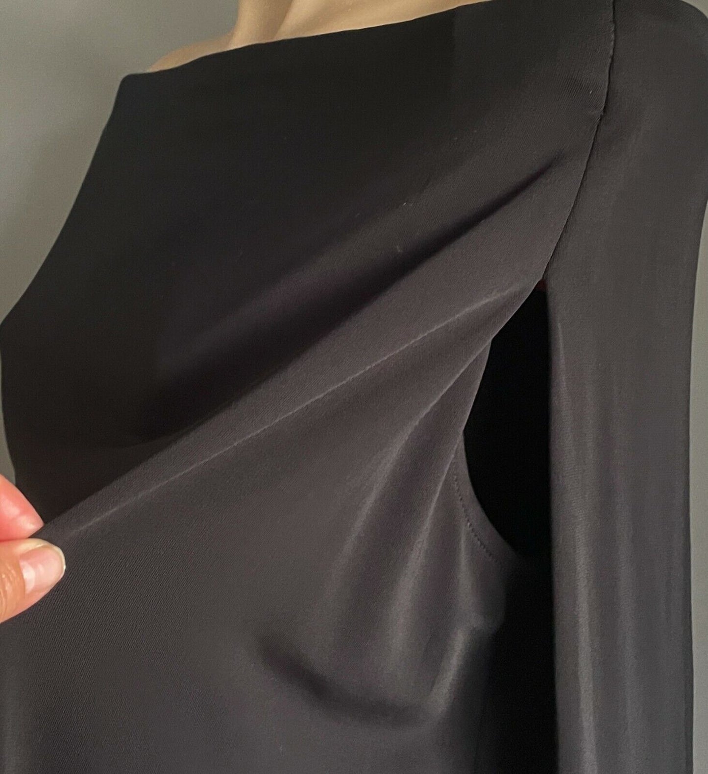 COUNTRY ROAD Top Black Off Shoulder Cape  Poncho T Shirt Size XS 10 New