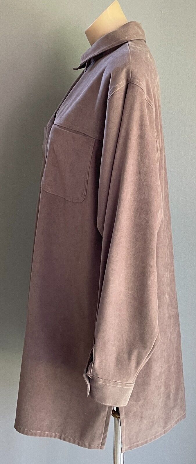 BLACK PEPPER Jacket Brown Suede Look Long Sleeve Button Front Over Shirt Size 18