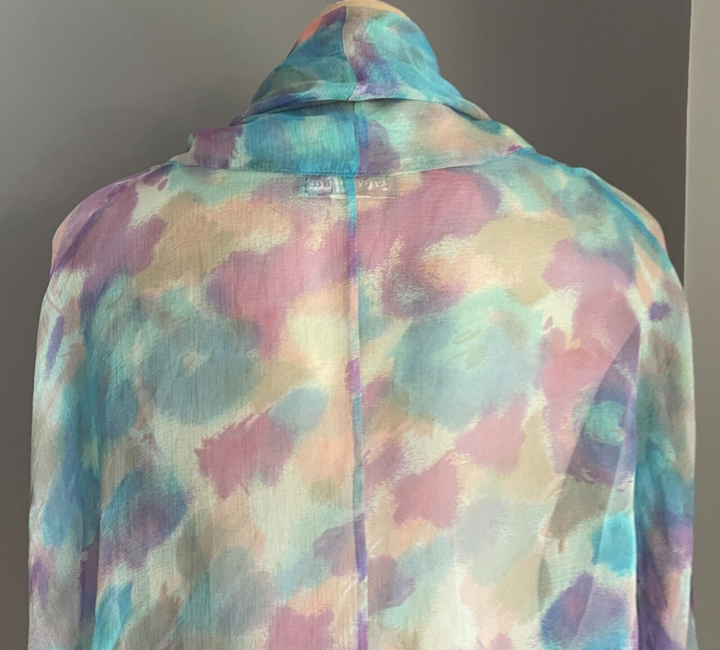 GAY NAFFINE Sheer Watercolour Long Sleeve Bolero Open Top Siz 12 1990s Adelaide