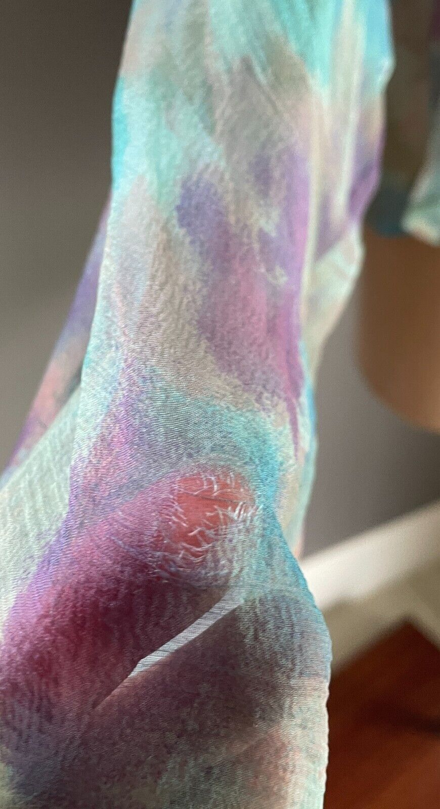 GAY NAFFINE Sheer Watercolour Long Sleeve Bolero Open Top Siz 12 1990s Adelaide