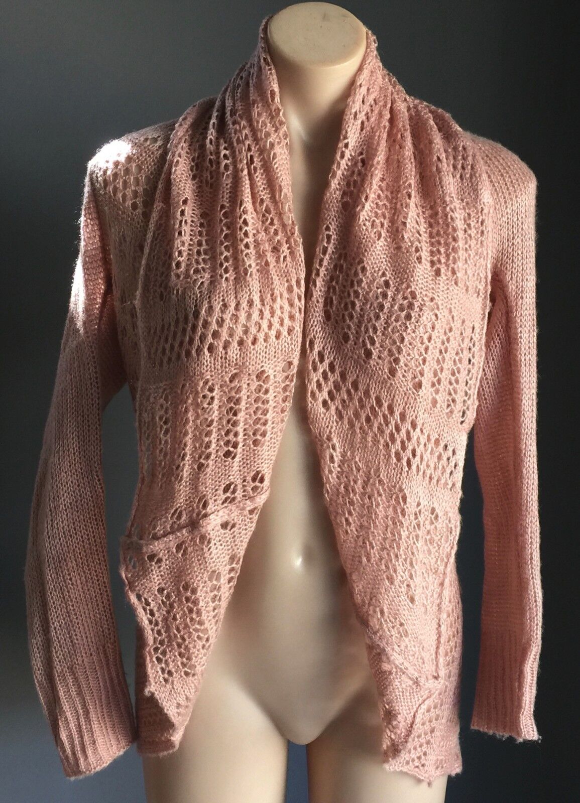 CROSSROADS Jacket Cardigan Salmon Pink Open Knit Shrug New Soft Size XS 10