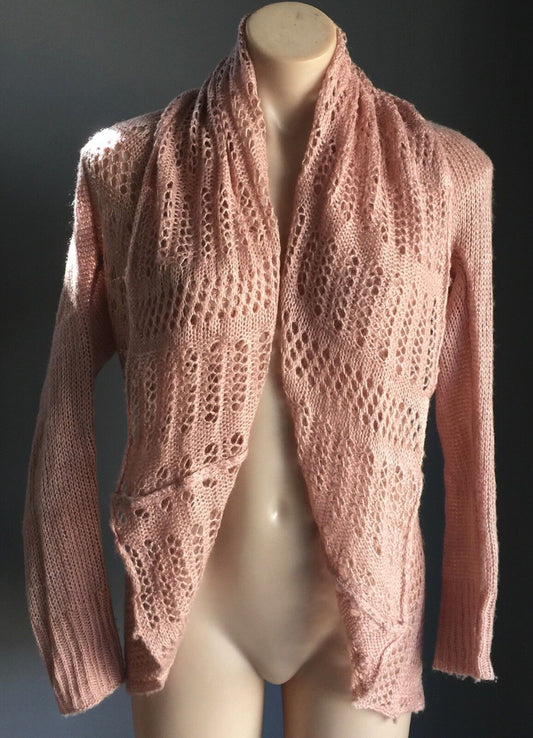 CROSSROADS Jacket Cardigan Salmon Pink Open Knit Shrug New Soft Size XS 10