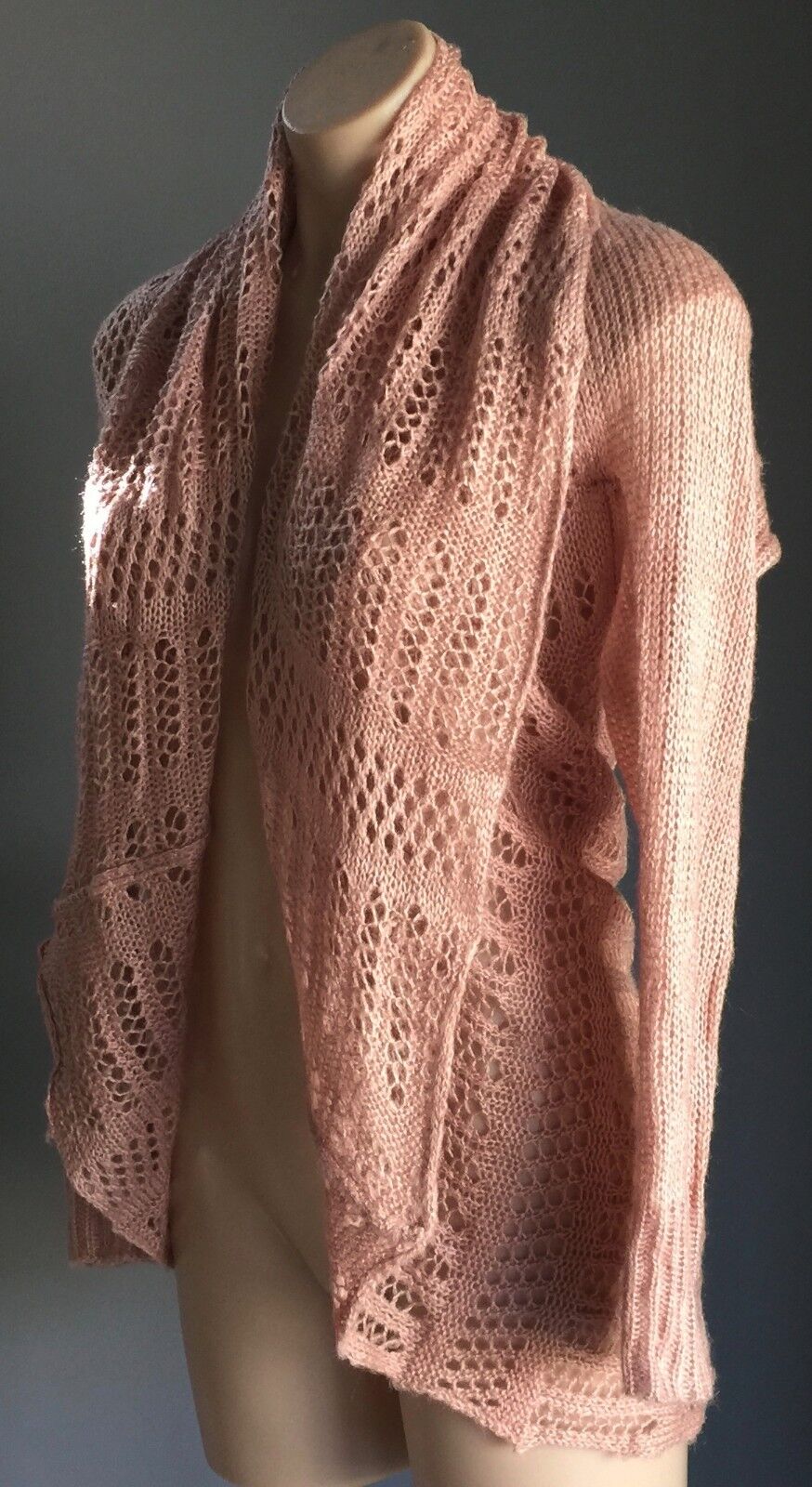 CROSSROADS Jacket Cardigan Salmon Pink Open Knit Shrug New Soft Size XS 10