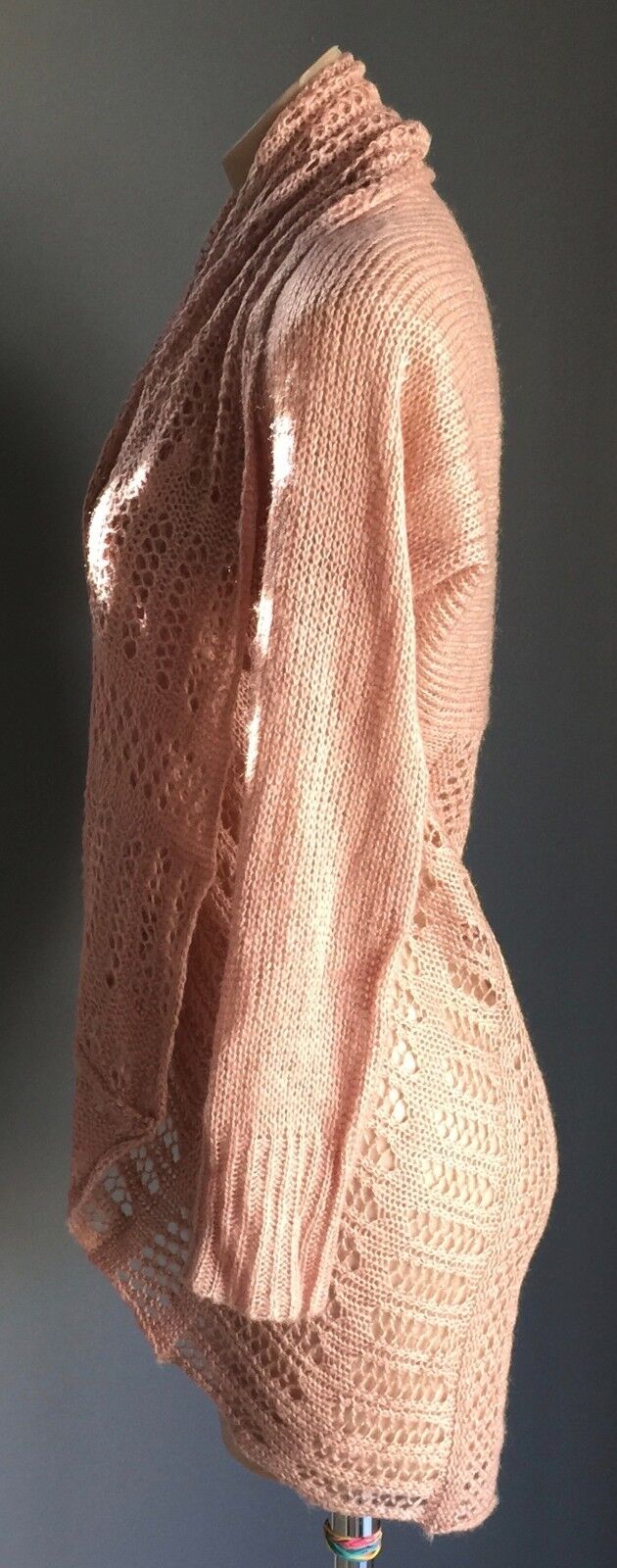 CROSSROADS Jacket Cardigan Salmon Pink Open Knit Shrug New Soft Size XS 10