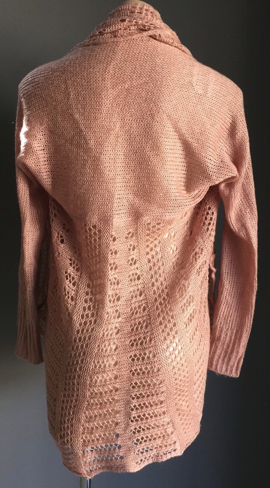 CROSSROADS Jacket Cardigan Salmon Pink Open Knit Shrug New Soft Size XS 10