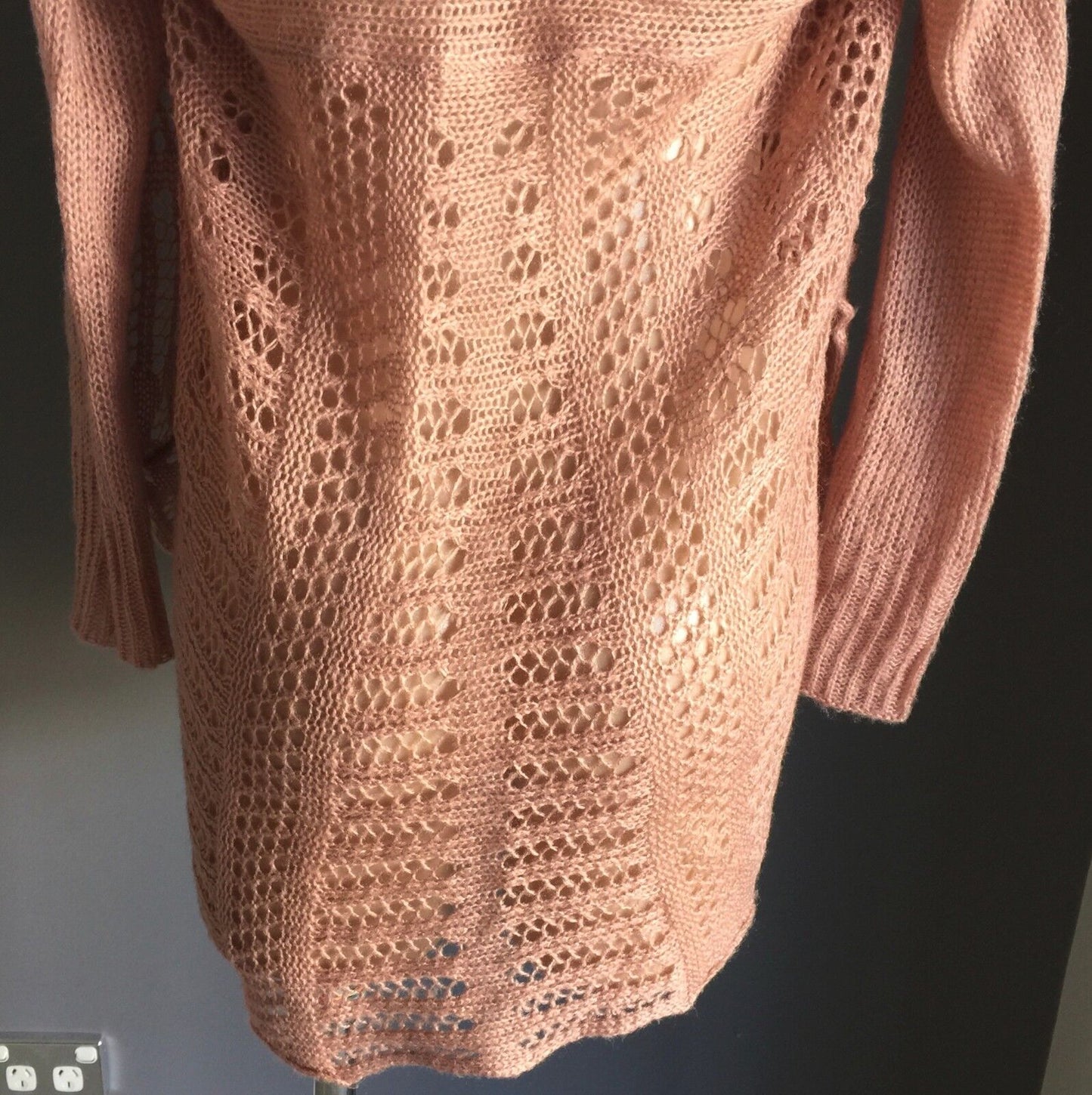 CROSSROADS Jacket Cardigan Salmon Pink Open Knit Shrug New Soft Size XS 10