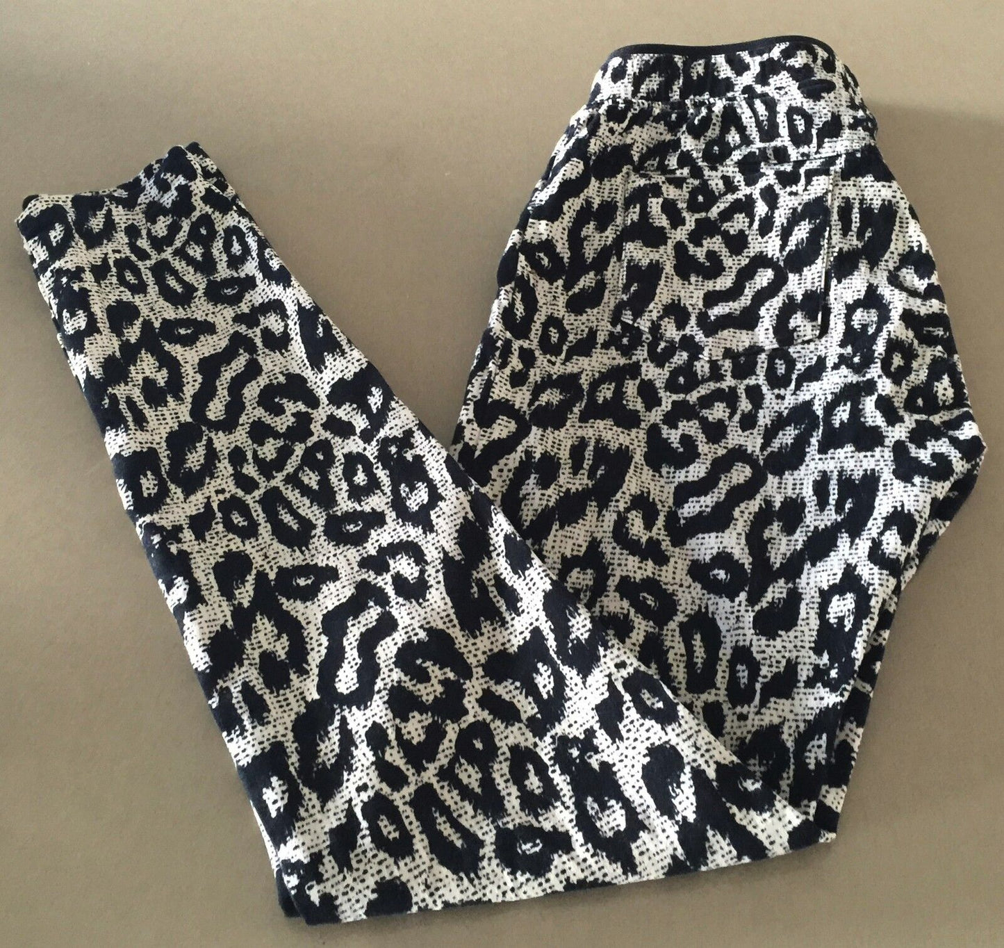 ZZANG Black & Beige Leopard Animal Print Stretch Leggings Ladies Size S 8