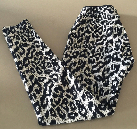 ZZANG Black & Beige Leopard Animal Print Stretch Leggings Ladies Size S 8