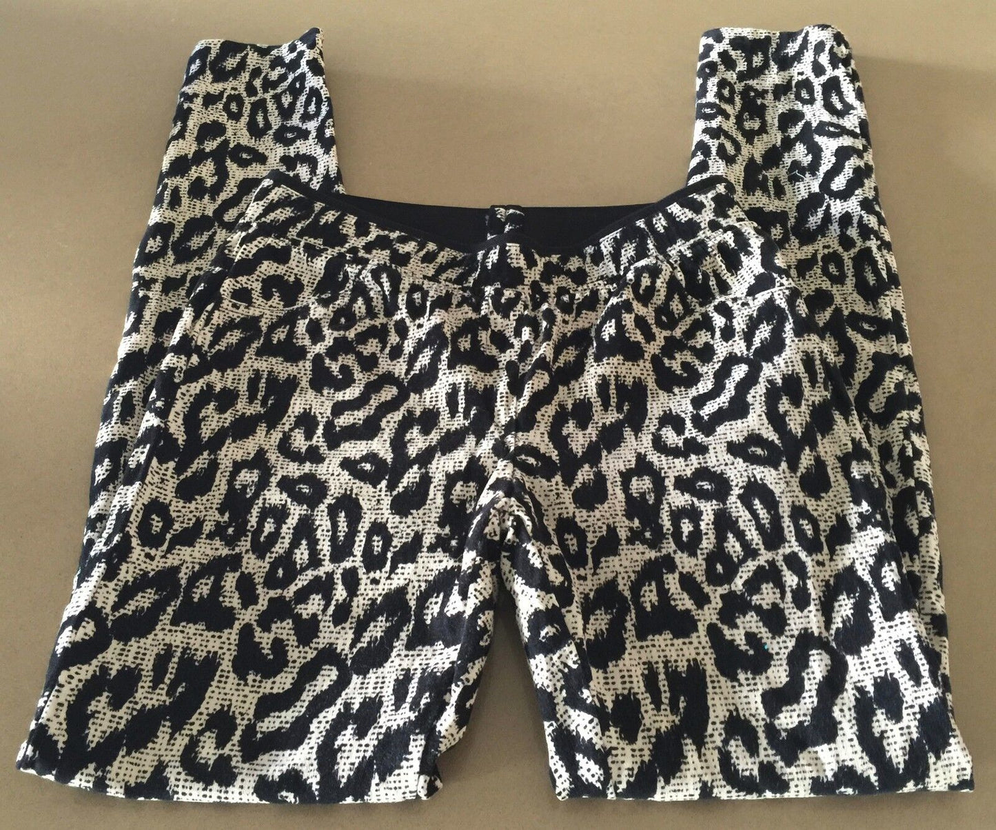 ZZANG Black & Beige Leopard Animal Print Stretch Leggings Ladies Size S 8