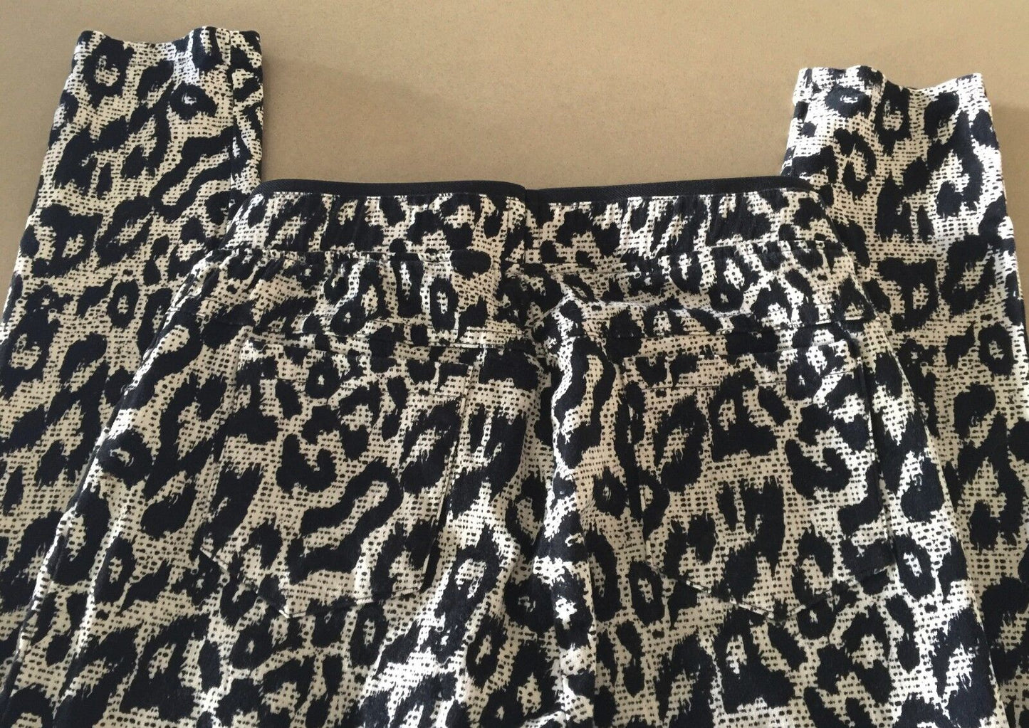 ZZANG Black & Beige Leopard Animal Print Stretch Leggings Ladies Size S 8
