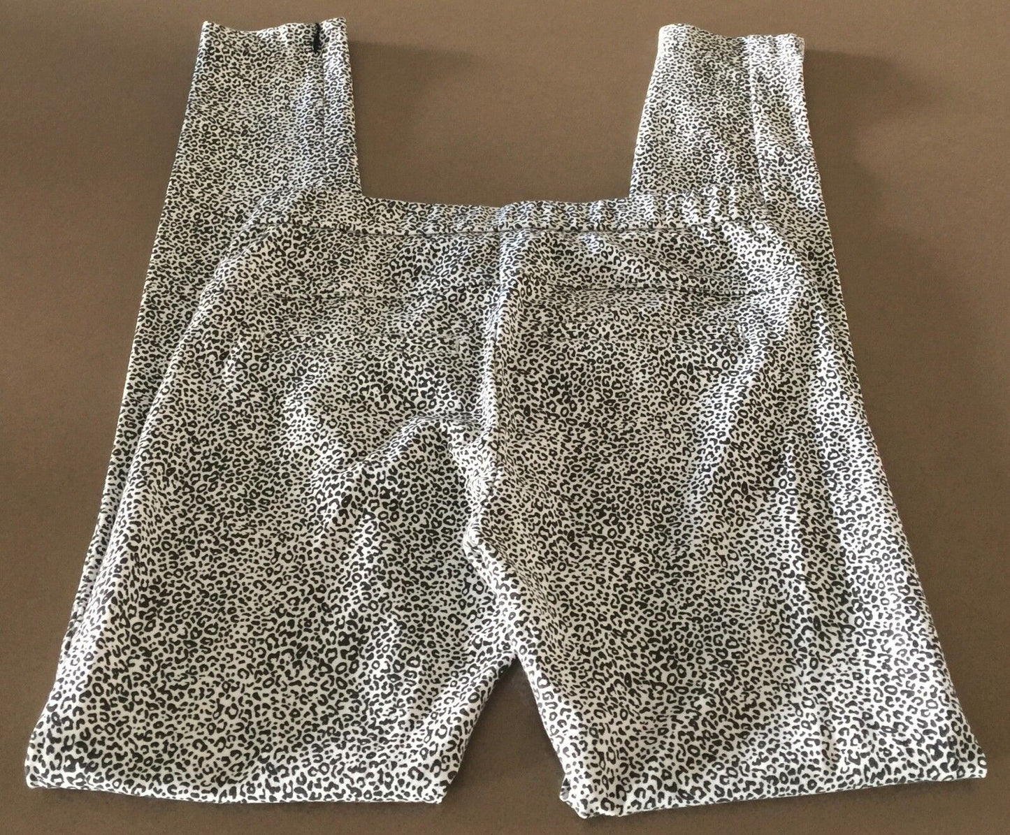 JEGGINGS Black & White Animal Print Stretch Leggings w zips Ladies Size 6 - 8