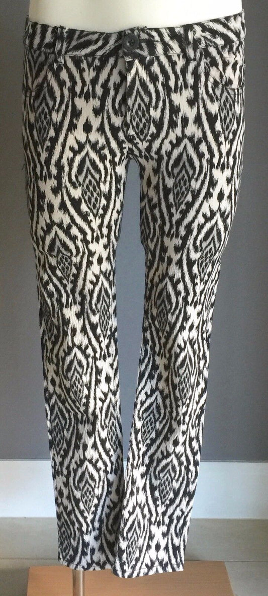 DESIGUAL Jeggings Black White & Grey Print 7/8 Length Treggings Ladies Size 8