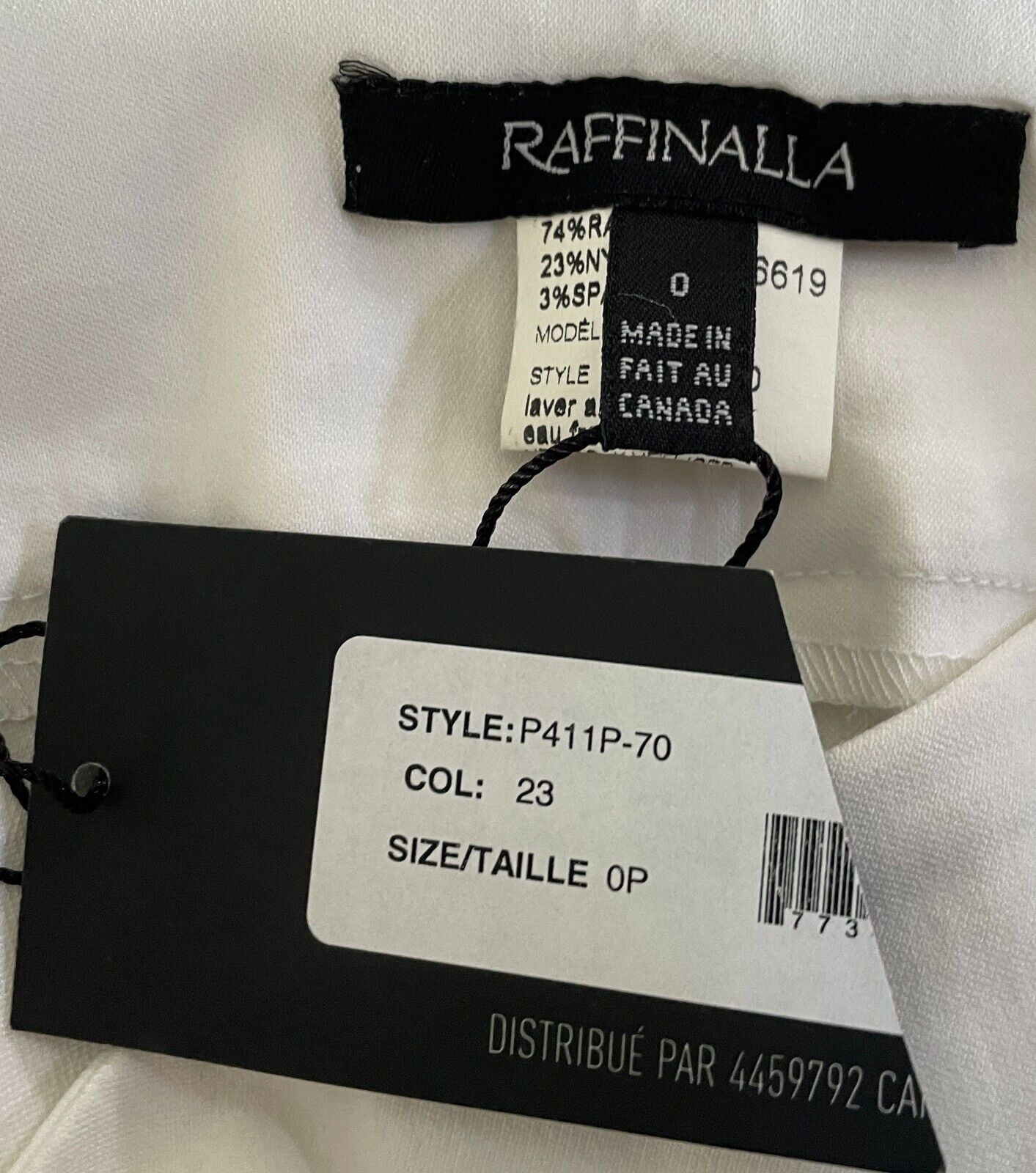 RAFFINALLA White Stretch Pull On Ankle Length Straight Leg Pants Size 0 AU 4 NEW