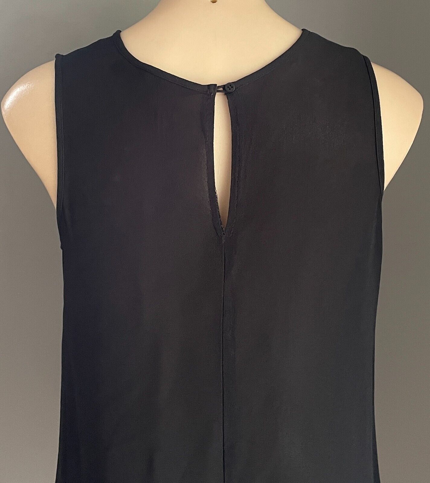 GLASSONS Top Black Sleeveless Semi Sheer Ruffle Hem Blouse Size 8