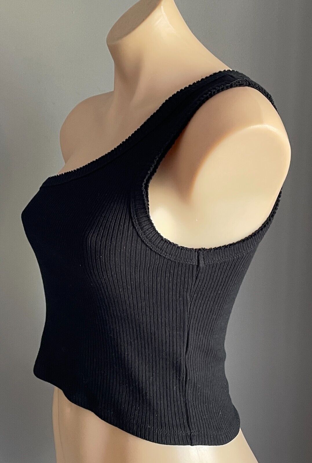 GLASSONS Top Black Stretch Ribbed One Shoulder Size M 10 NEW