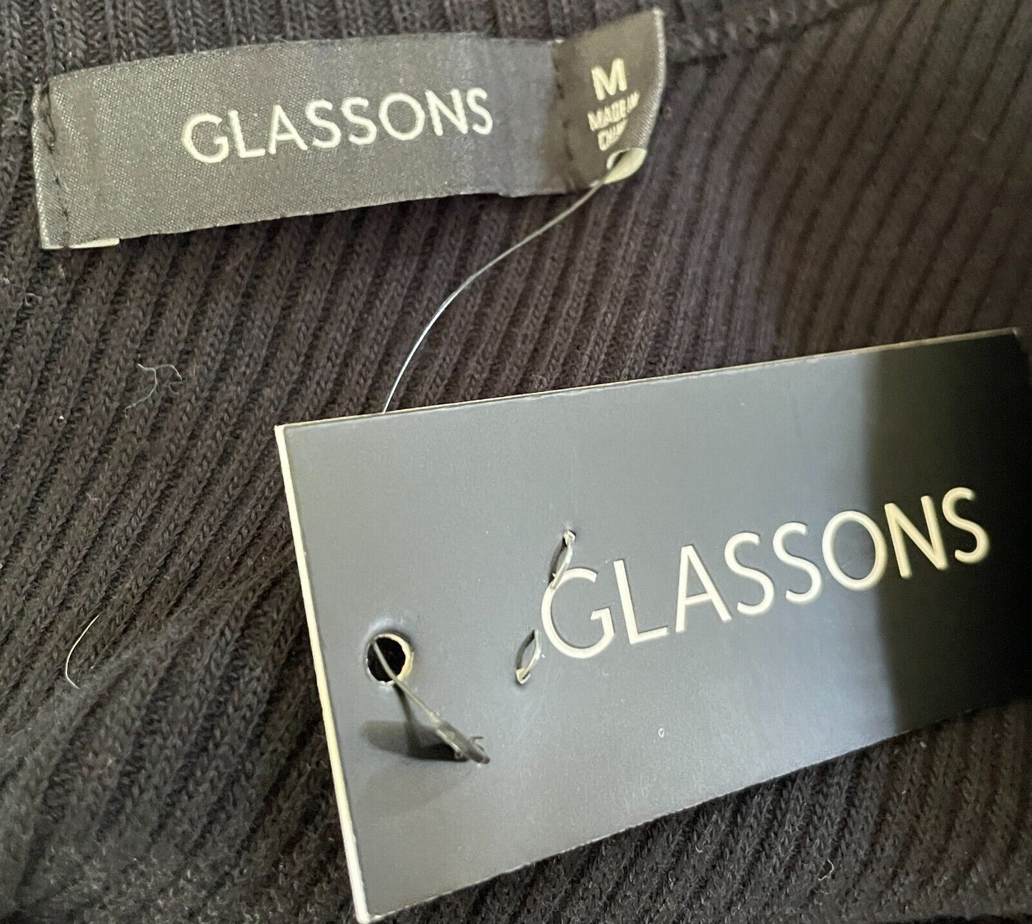 GLASSONS Top Black Stretch Ribbed One Shoulder Size M 10 NEW