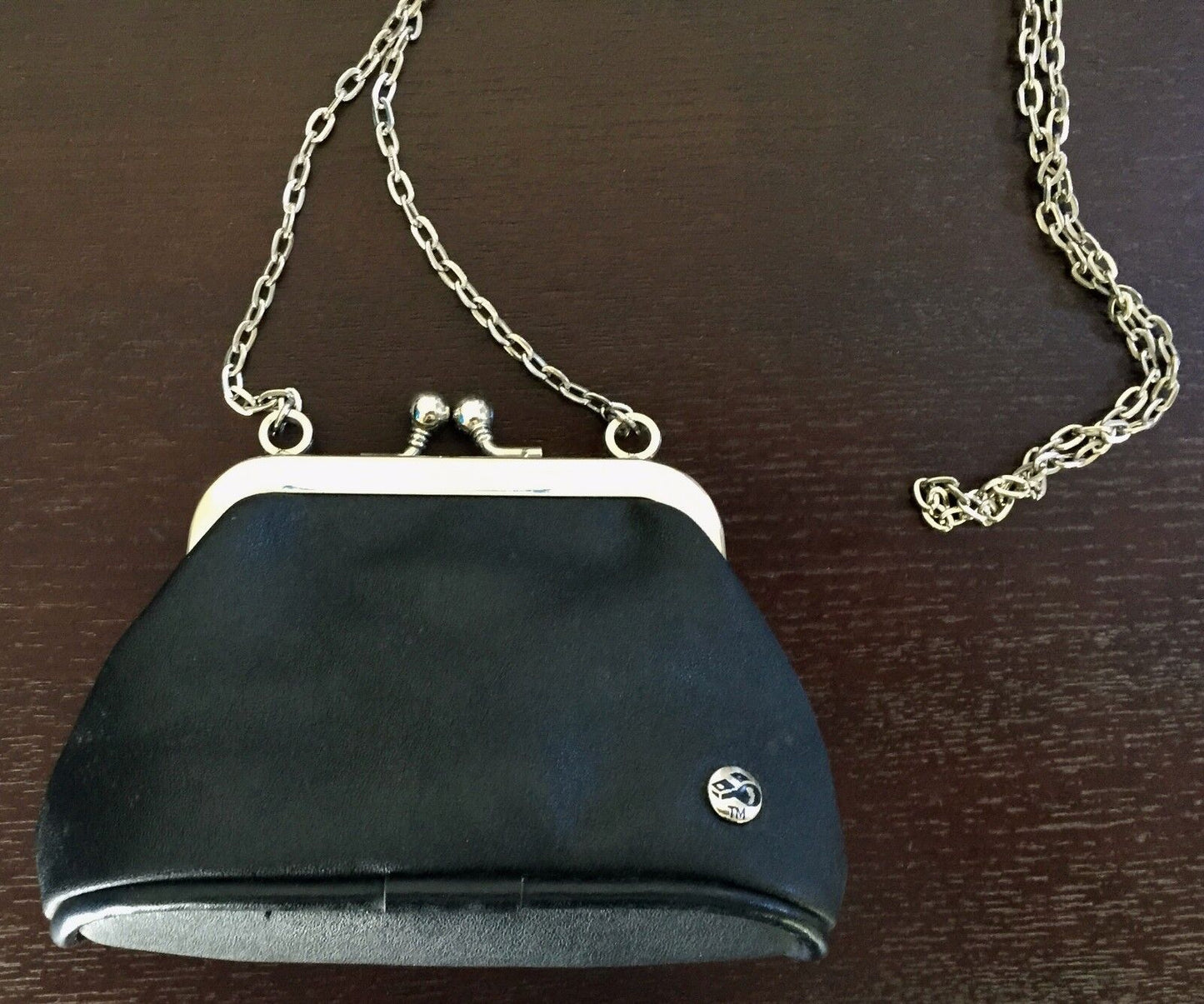 FIORELLI Shoulder Bag Small Black Pleather Chain Handbag Purse Vintage