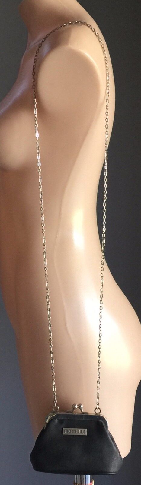 FIORELLI Shoulder Bag Small Black Pleather Chain Handbag Purse Vintage