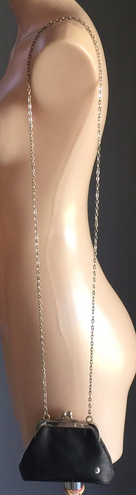 FIORELLI Shoulder Bag Small Black Pleather Chain Handbag Purse Vintage