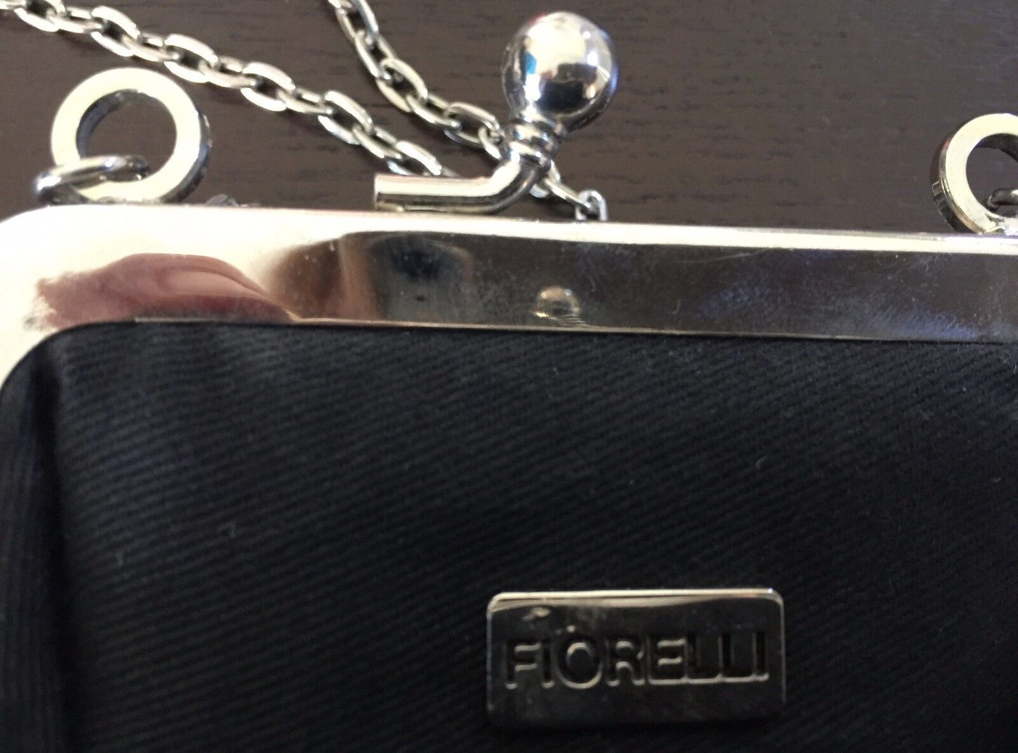 FIORELLI Shoulder Bag Small Black Pleather Chain Handbag Purse Vintage