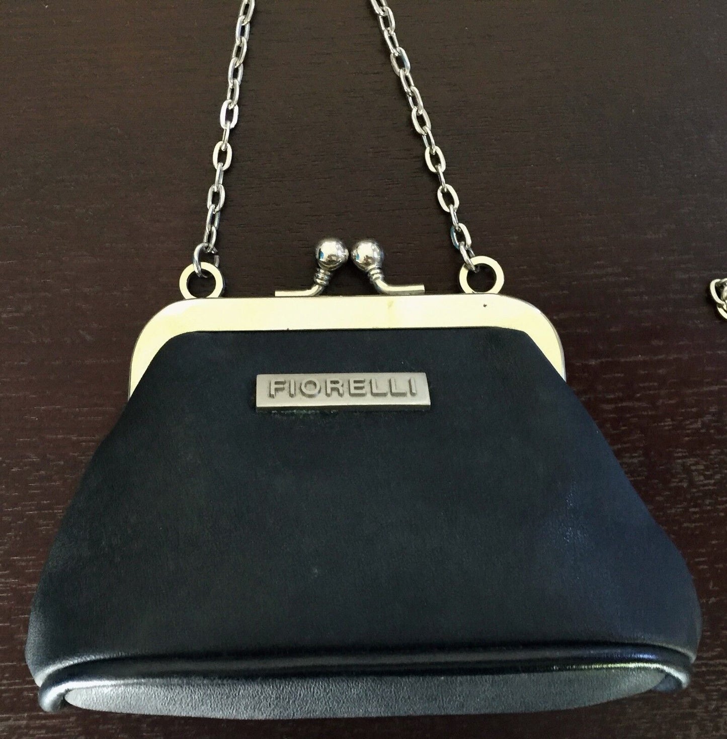 FIORELLI Shoulder Bag Small Black Pleather Chain Handbag Purse Vintage