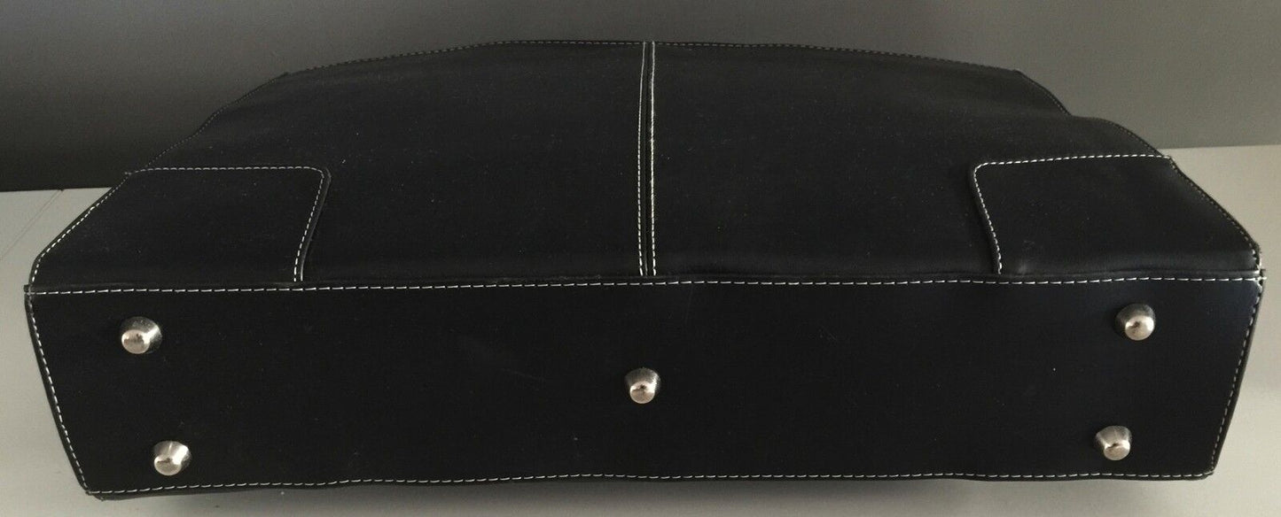 Shoulder Ba TARGUS LapTop Briefcase Black Pleather & White Stitching Ladies