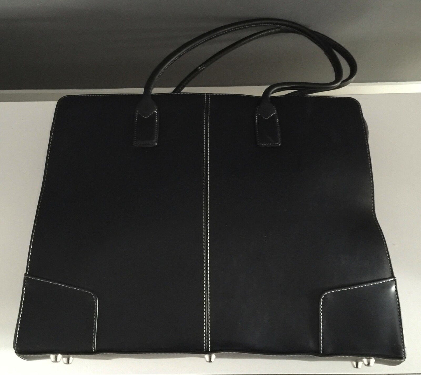Shoulder Ba TARGUS LapTop Briefcase Black Pleather & White Stitching Ladies