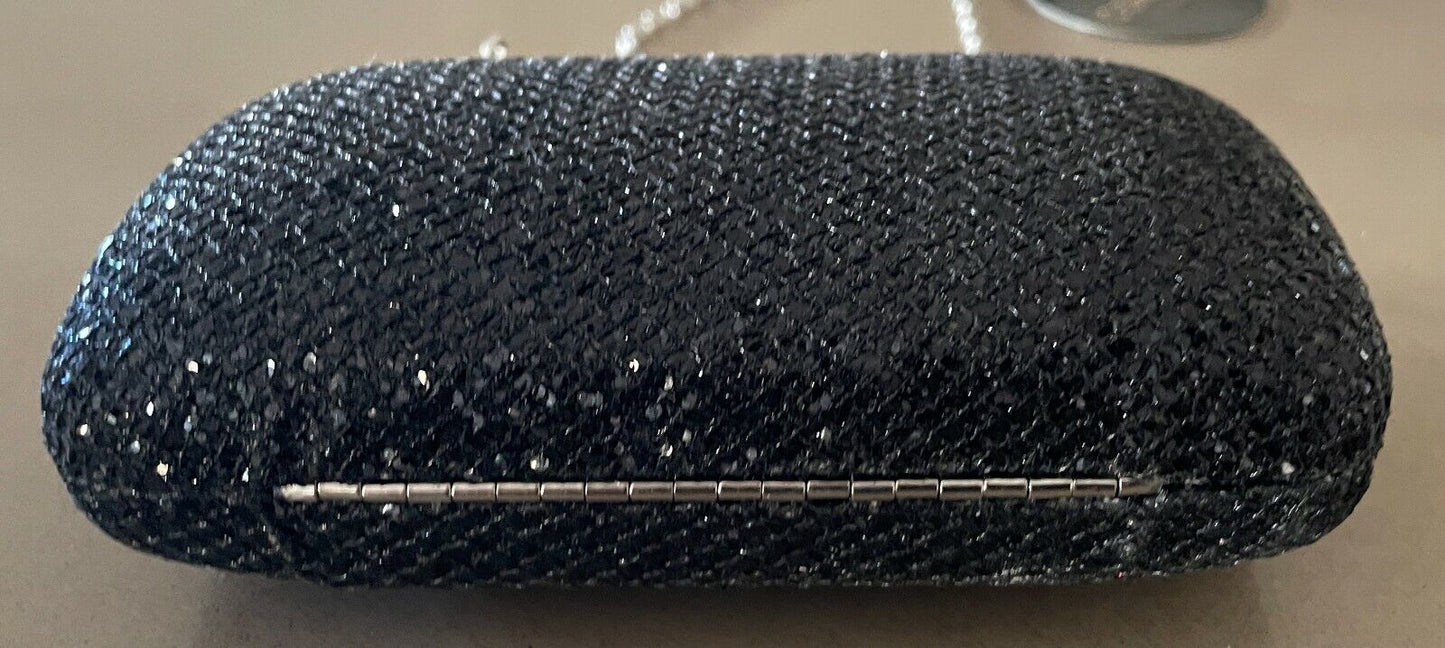 COLETTE Shoulder Bag Black Sparkle Hard Case Clutch Chain Strap 14.5cm x 9cm NEW